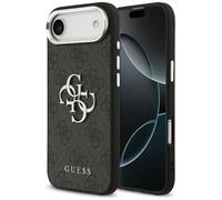 Case iPhone 17 Air Faux Leather Guess Gray Big Logo Metal Silver