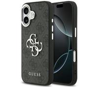 Case iPhone 17 Faux Leather Guess Gray Big Logo Metal Silver