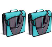 Case-it Mighty Zip Tab School Zipper Binder | 3-Inch O-Rings, 600-Sheet Capacity, 5-Subject Expanding File Folder, Multiple Pockets & Storage Organizer, Shoulder Strap | D-146 Spearmint (Pack of 2)