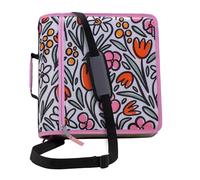 Case-it Mighty Zip Tab Zipper Binder, 3" O-Ring with 5-Color tabbes, Expanding File Folder and Shoulder Strap and Handle, D-146-FUN Flowers