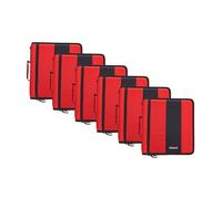 Case-It The Classic Zipper Binder - 2 Inch O-Rings - Multiple Pockets - 800 Sheet Capacity - Comes with Shoulder Strap - Fire Engine Red D-251 (6 Pack)