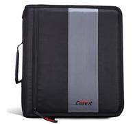 Case-It The Classic Zipper Binder - 2 Inch O-Rings - Multiple Pockets - 800 Sheet Capacity - Comes with Shoulder Strap - Jet Black D-251