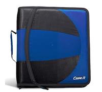 Case-it The Dual 2-in-1 Zipper Binder - Two 1.5 Inch D-Rings - Includes Pencil Pouch - Multiple Pockets - 600 Sheet Capacity - Comes with Shoulder Strap - Midnight Blue Dual-101
