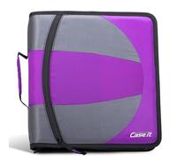 Case-it The Dual 2-in-1 Zipper Binder - Two 1.5 Inch D-Rings - Includes Pencil Pouch - Multiple Pockets - 600 Sheet Capacity - Comes with Shoulder Strap - Deep Purple Dual-101