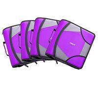 Case-it The King Sized Zip Tab Zipper Binder - 4 Inch D-Rings - 5 Subject File Folder - Multiple Pockets - 800 Sheet Capacity - Comes with Shoulder Strap - Deep Purple D-186 (6 Pack)