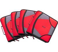 Case-it The King Sized Zip Tab Zipper Binder - 4 Inch D-Rings - 5 Subject File Folder - Multiple Pockets - 800 Sheet Capacity - Comes with Shoulder Strap - Fire Red D-186 (6 Pack)