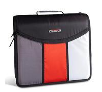 Case-it The Mighty Zip Tab Zipper Binder - 3 Inch O-Rings - 5 Color Tab Expanding File Folder - Multiple Pockets - 600 Sheet Capacity - Comes with Shoulder Strap - Black D-156-N-JBK