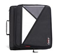 Case-it The Universal 2.0 Zipper Binder -1.5 Inch O-Ring - Removable Padded Pocket Holds Up to 13" Laptop/Tablet - Multiple Pockets - 325 Page Capacity - Comes with Shoulder Strap - Jet Black LT-207