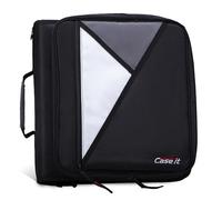 Case-it The Universal Zipper Binder - 2 Inch O-Rings - Padded Pocket That Holds up to 13 Inch Laptop/Tablet - Multiple Pockets - 400 Page Capacity - Comes with Shoulder Strap - Jet Black LT-007