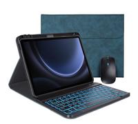 Case Keyboard for Samsung Galaxy Tab S10 Lite / S10 FE / S9 FE / S9 / S8 10.9-11 inch (Dark Green+Mouse, for 10.9/11 Inch-S10FE/S9FE/S9/S8/S7)