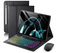 Case Keyboard for Samsung Galaxy Tab S11 Ultra / S10 Ultra / S9 Ultra / S8 Ultra 14.6 inch Cover - 7 Color Rainbow Change Backlit Detachable Magnetic Keyboard with S Pen Holder with Mouse - Black