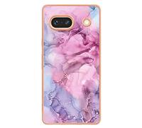Case Marble Patterned Slim Case for Google Pixel 7a for Girls Women Glitter Soft TPU Bumper Phone Cover Hard PC Flexible Rugged Bumper Cases Shockproof Anti Scratch Case for Google Pixel 7a,Rose Pink
