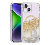 Case-Mate Carat Marble MagSafe protective cover compatible with Apple iPhone 14 Plus case gold [Shockproof | Genuine 24 Carat Gold Leaf | 10ft drop protection | Recycled material] - Marble/Clear