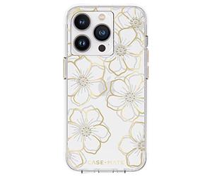 Case-Mate Floral Gems Case protective cover compatible with Apple iPhone 14 Pro flowers [Shockproof | Up to 10ft drop protection | Made from recycled material] - Glitter