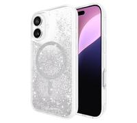 Case-Mate iPhone 16 Case [Compatible with MagSafe] - Sparkly Liquid Glitter Phone Case with 12ft Drop Protection - Premium Magnetic Cover for iPhone 16 - Silver Waterfall