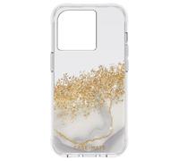 CASE-MATE Karat Marble Case protective cover compatible with Apple iPhone 14 Pro case gold [Shockproof | Genuine 24 Karat Gold Leaf | 10ft drop protection | Recycled material] - Marble/Clear