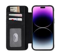 Case-Mate Wallet Genuine Leather BookCase compatible with Apple iPhone 14 Pro Max case leather [10ft drop protection Magnetic ring incl. money and card slots Handmade leather] - Black