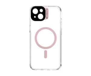 case&me cover trasparente con modulo MagSafe per iPhone 15 Plus, compatibile con MagSafe, protezione per fotocamera, rosa