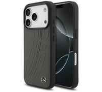 Case Mercedes MagSafe iPhone 17 Pro Genuine Leather Anthracite Logo Star Metal