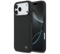 Case Mercedes MagSafe iPhone 17 Pro Max Genuine Leather Black Logo Star Metal