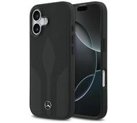 Case Mercedes MAGSAVE iPhone 17 Genuine Leather Black Logo Star Metal