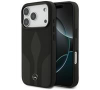 Case Mercedes MAGSAVE iPhone 17 Pro Genuine Leather Black Logo Star Metal