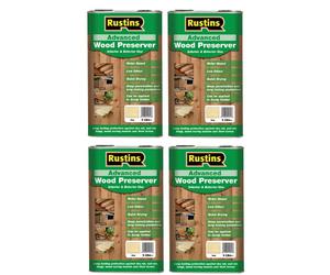 Case of 4 x Rustins Quick Drying Advanced Wood Preserver Protector Clear 5 Litre