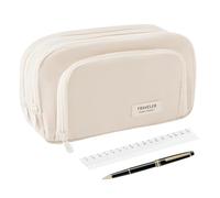 Case Organizer A - Durable Zipper Case Door, School Supply Bag | Cute Travel Makeup for Students, Teachers, Kids, College, Office, Cream Colored, riferimento alla descrizione, Please refer to