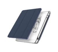case Protective Cover with Pen Slot, Transparent Triple Fold Shell Suitable for iPad mini 7 2024/mini6 2021 8.3 inch universal secretcipher pad cover(Dark blue)