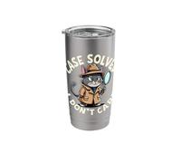 Case Solved I Don't Care Cat Detective Stainless Steel Insulated Tumbler