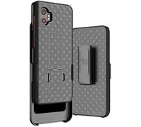 Case with Clip for Galaxy XCover 7 Pro, Nakedcellphone Slim Hard Shell Phone Cover with Kickstand and [Rotating/Ratchet] Belt Hip Holster Holder Combo for Samsung XCover7 Pro (2025, SM-G766) - Black