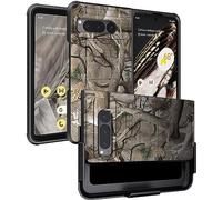 Case with Clip for Google Pixel Fold (2023), Nakedcellphone Special Ops Tactical Phone Cover and [Rotating Ratchet] Belt Hip Holster Holder View Stand Combo - Outdoor Camo Tree Design