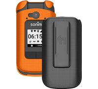 Case with Clip for Sonim XP3 Plus 4G Flip Phone, Nakedcellphone Slim Hard Shell Cover and [Rotating/Ratchet] Belt Hip Holster Holder Combo for XP3plus (Model XP3900, Year 2021) - Bright Orange