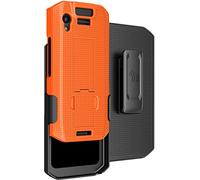 Case with Clip for Zebra TC21 TC26 Mobile Computer Scanner, Nakedcellphone Slim Hard Shell Cover with Kickstand and [Rotating/Ratchet] Belt Hip Holster Combo - Bright Orange