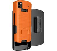 Case with Clip for Zebra TC53 TC58 Mobile Computer Scanner, Nakedcellphone Slim Hard Shell Cover with Kickstand and [Rotating/Ratchet] Belt Hip Holster Combo - Bright Orange