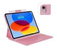 Case with Keyboard Compatible for iPad 10th Generation & 11th (A16, 2025): Bluetooth Wireless Magnetic Stand Rechargeable Keyboard with Pencil Holder (Pink)