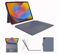 Case with Keyboard Compatible for iPad Pro 12.9-inch (6th, 5th, 4th Gen): Bluetooth Wireless Detachable Magnetic Stand Rechargeable Keyboard with Removable Cover with Trackpad, White Backlit (Grey)