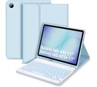 Case with Keyboard for 11 inch Samsung Galaxy Tab A11+ Plus/A9+ Plus,Detachable USB-C Magnetic Keyboard Case,Wireless Detachable Keyboard,with S-Pen Holder for Samsung Galaxy Tab A9/A11,Sky Blue