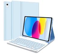Case with Keyboard for iPad 11th 10th Generation, UK layout Keyboard Case for 10th Gen 2022, Slim Smart Case with Detachable Bluetooth Keyboard and Pencil Holde for iPad 11-inch A16 2025, Blue