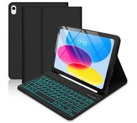 Case with Keyboard for iPad 11th Generation A16 11 inch 2025, UK layout Keyboard Case for ipad 10th Gen 2022, Case with 7 Colors Backlit Detachable Keyboard and Pencil Holde for iPad 11/10 Gen, Black