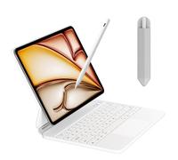 Case with Keyboard for iPad Air 11 (M3/M2, 2025/2024), iPad Pro 11 (4th/3rd/2nd/1st Gen) & iPad Air 5/4, Magic-Style Magnetic Keyboard Case with Stylus Pen, Pencil Holder, Trackpad, Backlight, White