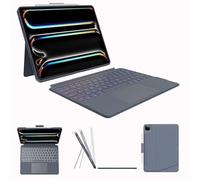 Case with Keyboard for iPad Pro13 M4: Bluetooth Wireless Detachable Magnetic Stand Rechargeable Keyboard with Folio Slim Compact Removable Cover with Trackpad, White Backlit