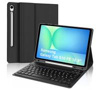 Case with Keyboard for Samsung Galaxy Tab S10 FE 10.9 Inch 2025, Keyboard Protective Case for Samsung Galaxy Tab S9 FE/S9 10.9/11 2023, Magnetic Removable Bluetooth Keyboard, QWERTZ Layout, Black