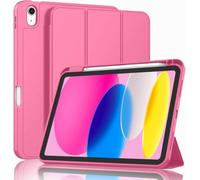 Case With Pencil Holder Cover With Soft TPU Back Compatible With 10th Generation 11 Inch 2025 10.9 Inch 2022(Peach Red)