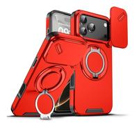 Case with Slide Camera Magnetic Stand Phone Case Cover for Iphone 17/16/15/14/13/12/11 Air Pro Max, Kamera Aman, Hanya Cukup Geser Covernya, Terdapat Stand (Red,11)