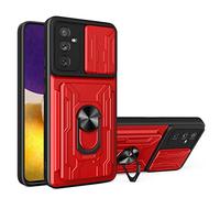 Case with Slide Lens Camera Cover for Samsung Galaxy A13 5G, Heavy Duty Credit Card Holder Slots Case, Built-in 360° Rotate Ring Stand
