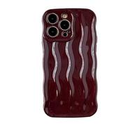 Caseative Curly Wave Pattern Frame Soft Compatible with iPhone Case (Red,iPhone 14 Pro Max)