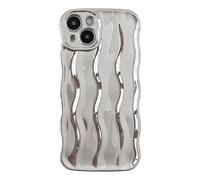Caseative Curly Wave Pattern Frame Soft Compatible with iPhone Case (Silver,iPhone 13)