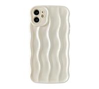 Caseative Curly Wave Pattern Frame Soft Compatible with iPhone Case (White,iPhone 11)