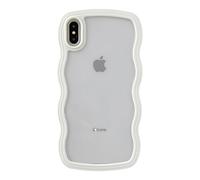 Caseative Cute Curly Wave Frame Case for iPhone Xs Max, Shockproof, Drop-resistant, Scratch-resistant, Anti-Fingerprint, White